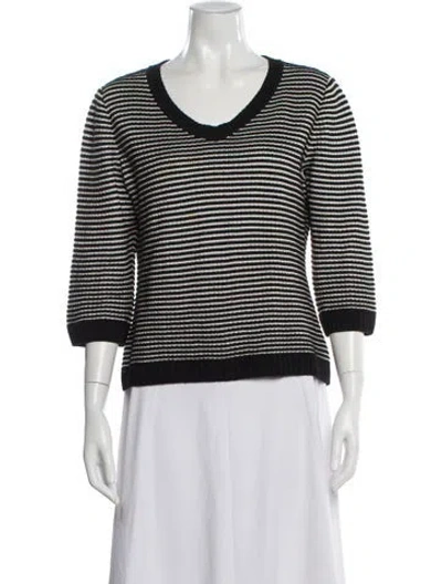 Pre-owned St John Striped Scoop Neck Sweater In Multi