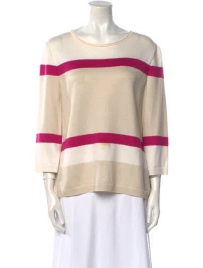 Pre-owned St John Striped Scoop Neck Sweater In Neutral