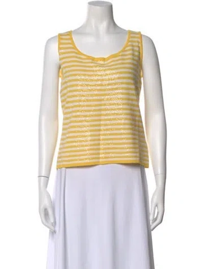 Pre-owned St John Striped Scoop Neck Sweater In Neutral