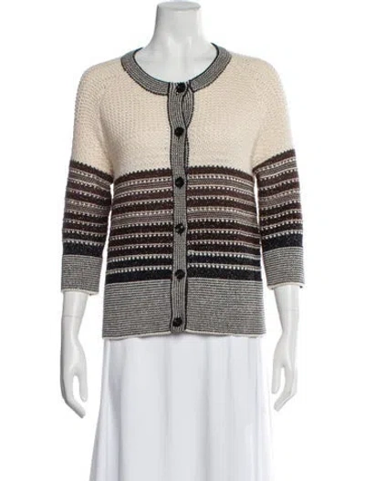 Pre-owned St John Striped Scoop Neck Sweater In Neutral