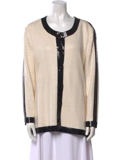 Pre-owned St John Striped Scoop Neck Sweater In Neutral