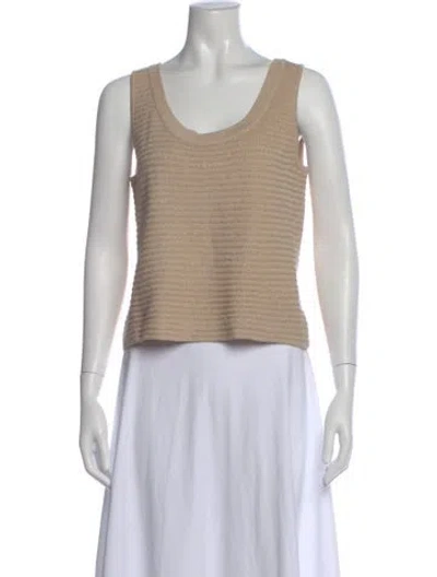 Pre-owned St John Striped Scoop Neck Sweater In Neutral