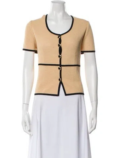 Pre-owned St John Striped Scoop Neck Sweater In Orange