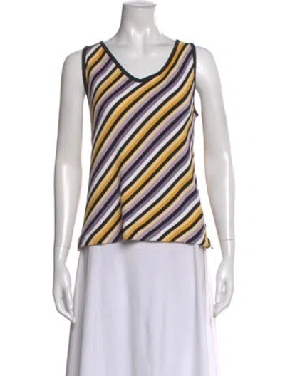 Pre-owned St John Striped Scoop Neck Sweater In Orange