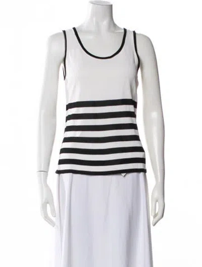 Pre-owned St John Striped Scoop Neck Top