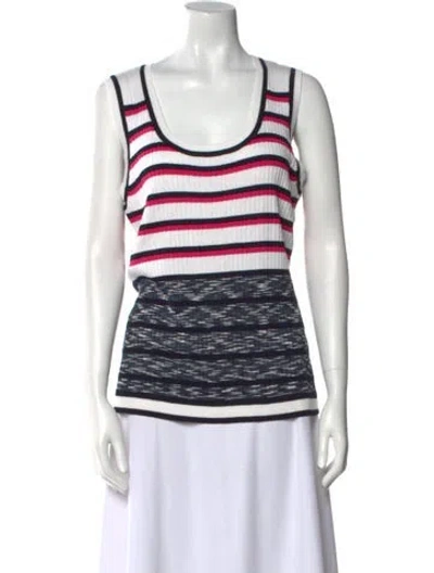 Pre-owned St John Striped Scoop Neck Top In Multi