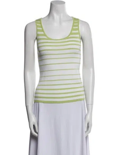 Pre-owned St John Striped Scoop Neck Top In Multi