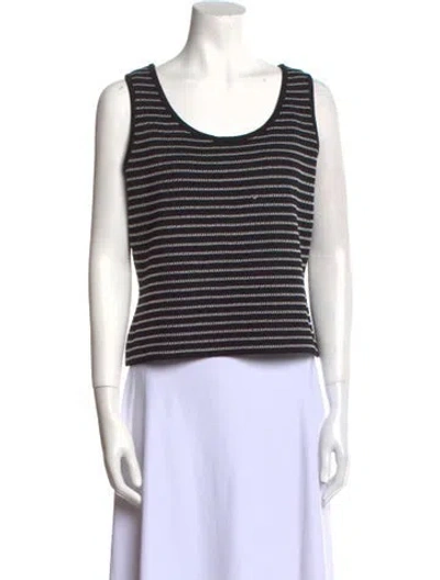 Pre-owned St John Striped Scoop Neck Top In Multi