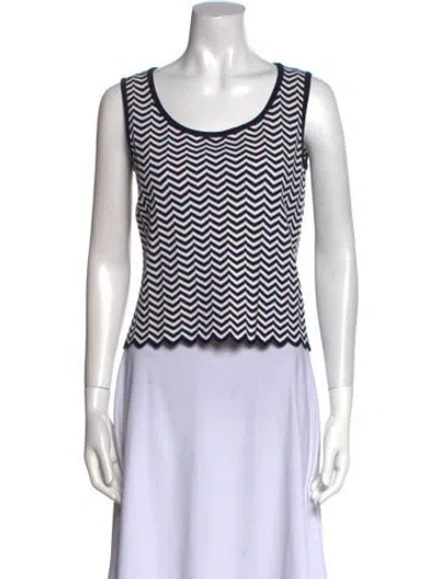 Pre-owned St John Striped Scoop Neck Top In Multi