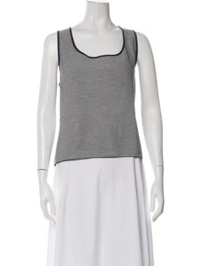 Pre-owned St John Striped Scoop Neck Top In Multicolor