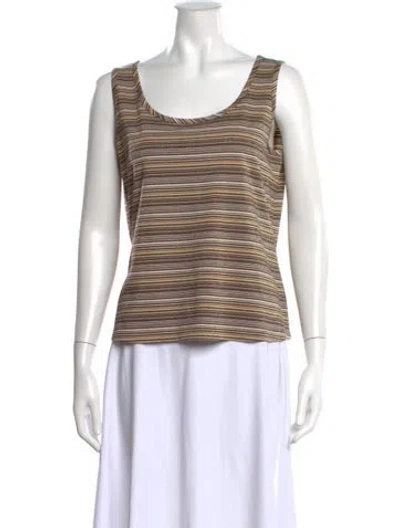 Pre-owned St John Striped Scoop Neck Top In Neutral