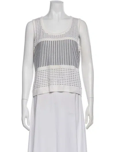 Pre-owned St John Striped Scoop Neck Top In Neutrals