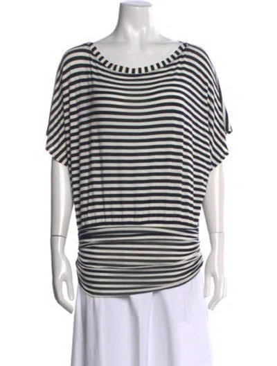 Pre-owned St John Striped Scoop Neck Top In Neutrals