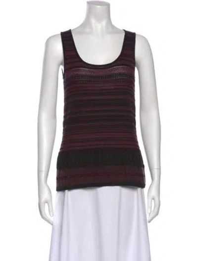 Pre-owned St John Striped Scoop Neck Top In Purple