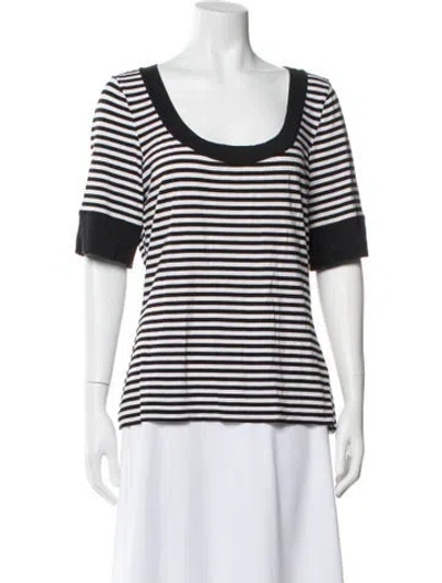 Pre-owned St John Striped Scoop Neck T-shirt In Multi