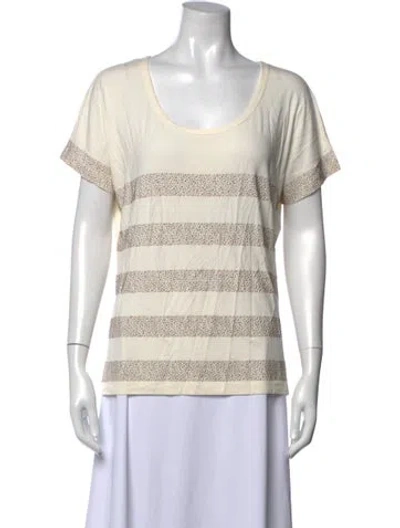 Pre-owned St John Striped Scoop Neck T-shirt In Neutral