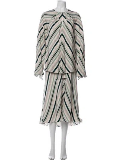 Pre-owned St John Striped Skirt Set In Multi
