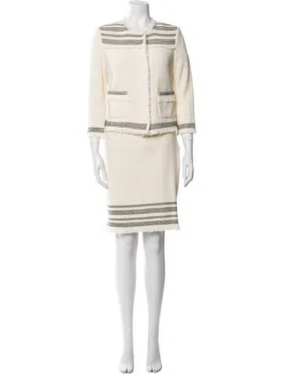 Pre-owned St John Striped Skirt Set In Neutral