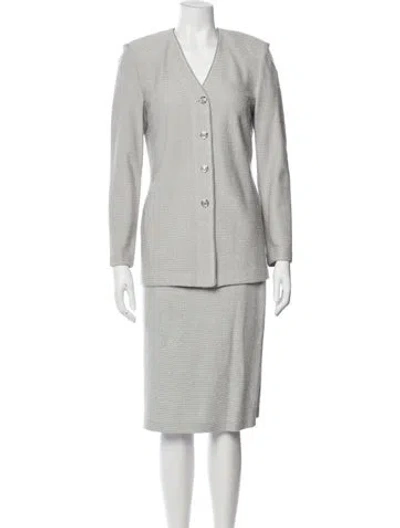 Pre-owned St John Striped Skirt Set In Neutral