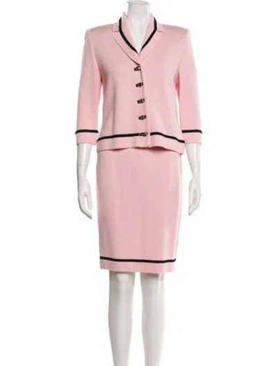 Pre-owned St John Striped Skirt Suit In Pink
