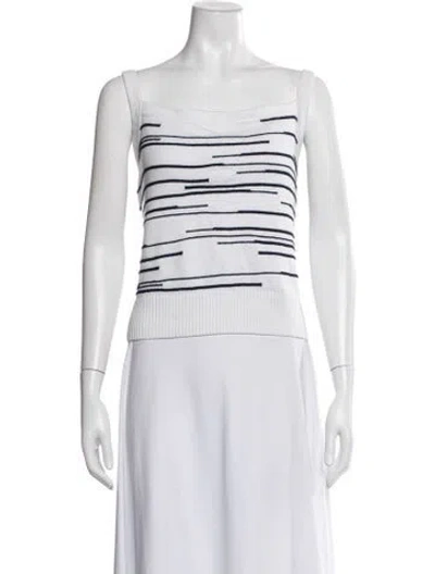 Pre-owned St John Striped Square Neckline Sweater In Neutrals