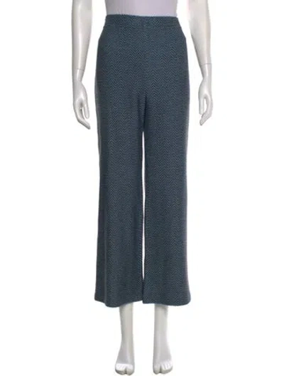 Pre-owned St John Striped Straight Leg Pants In Blue