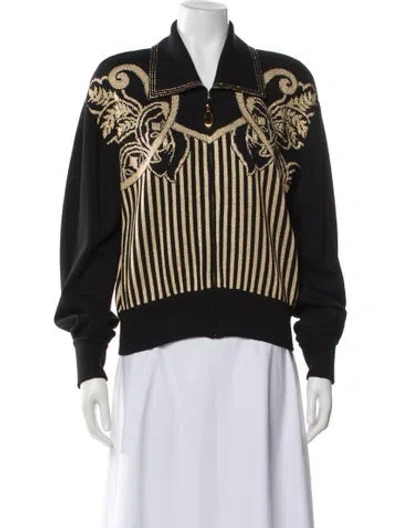 Pre-owned St John Striped Sweater In Black