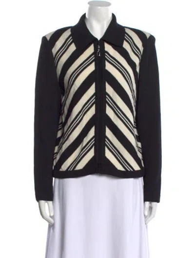 Pre-owned St John Striped Sweater In Black