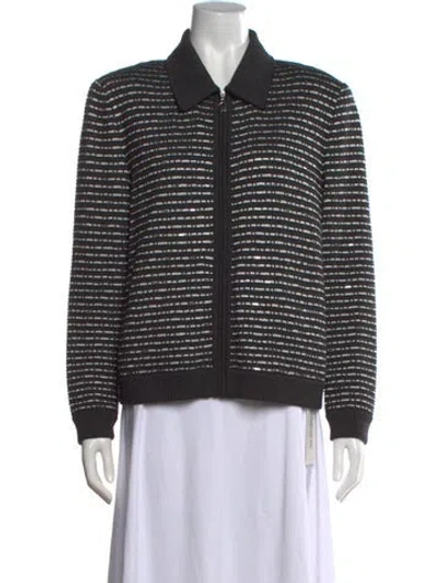 Pre-owned St John Striped Sweater In Black