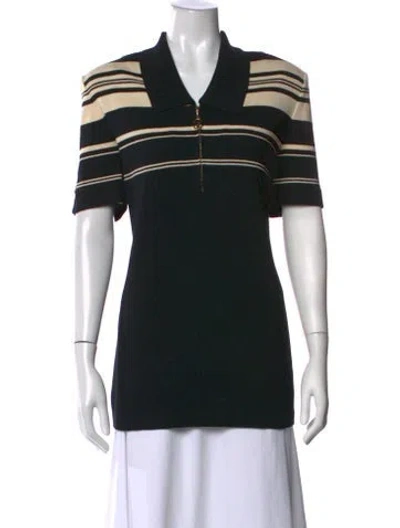Pre-owned St John Striped Sweater In Black