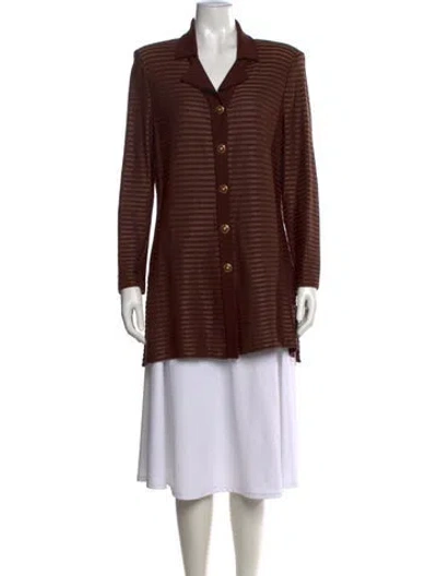 Pre-owned St John Striped Sweater In Brown