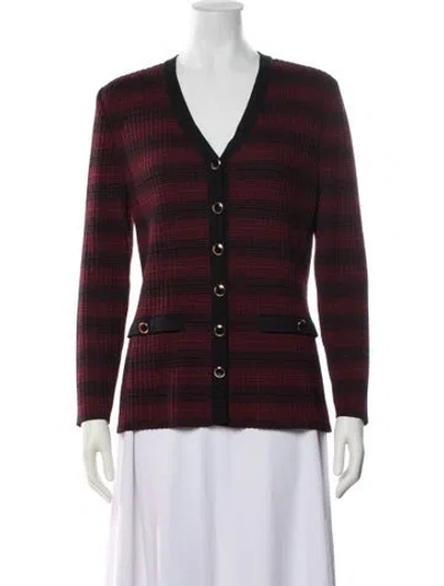 Pre-owned St John Striped Sweater In Burgundy