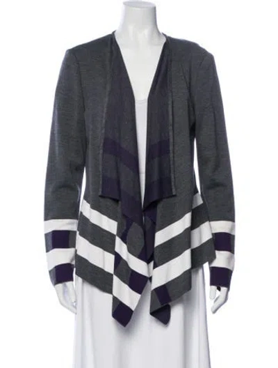 Pre-owned St John Striped Sweater In Grey