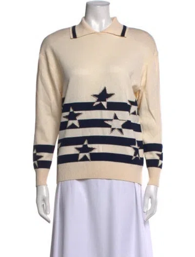 Pre-owned St John Striped Sweater In Neutrals