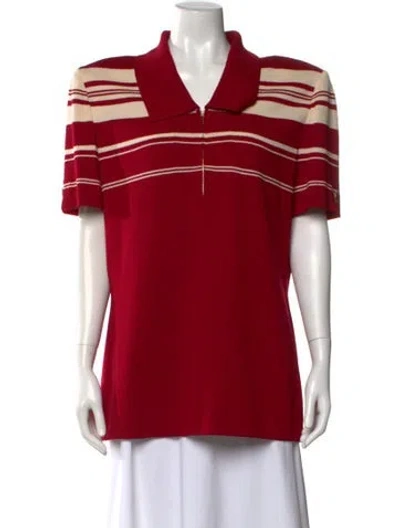 Pre-owned St John Striped Sweater In Red