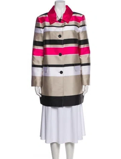 Pre-owned St John Striped Trench Coat In Gray