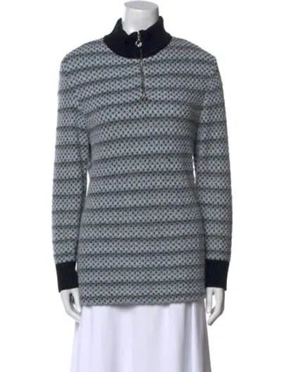 Pre-owned St John Striped Turtleneck Sweater In Multi