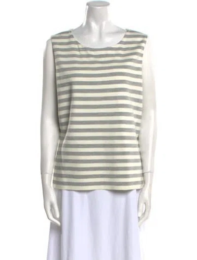 Pre-owned St John Striped Turtleneck Sweater In Neutral