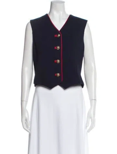 Pre-owned St John Striped Vest In Blue