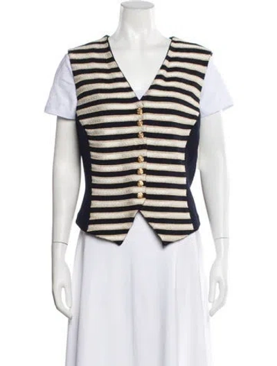 Pre-owned St John Striped Vest In Blue