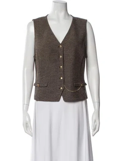 Pre-owned St John Striped Vest In Brown