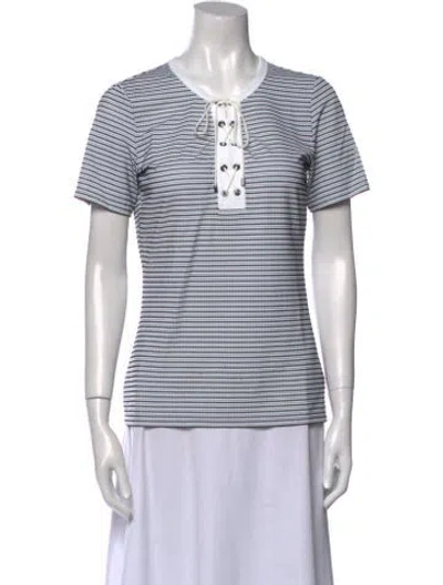 Pre-owned St John Striped V-neck Polo In Multi