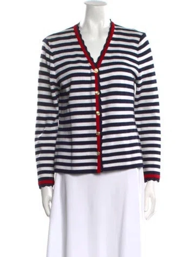 Pre-owned St John Striped V-neck Sweater