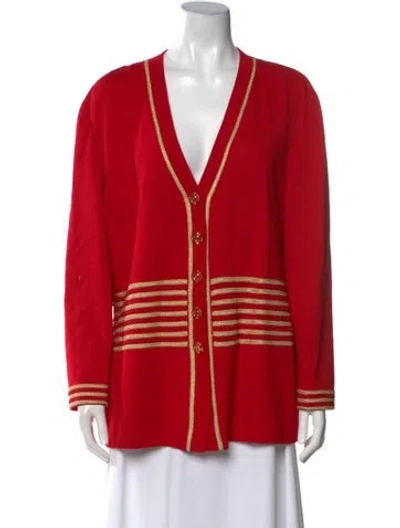 Pre-owned St John Striped V-neck Sweater