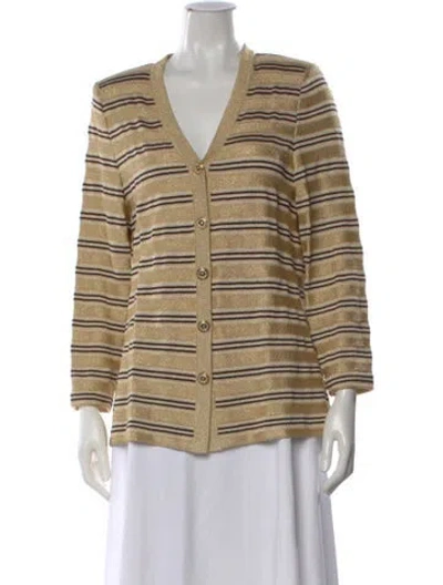 Pre-owned St John Striped V-neck Sweater