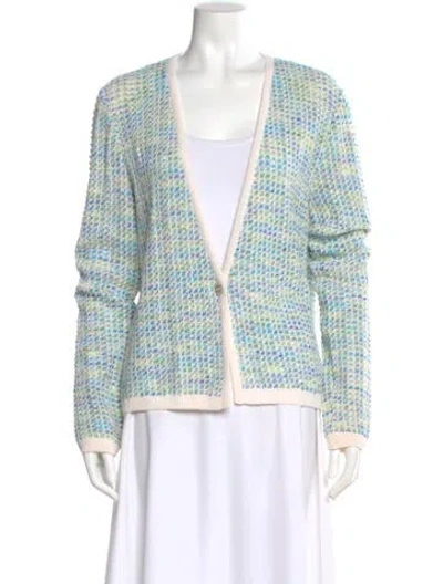 Pre-owned St John Striped V-neck Sweater In Multi