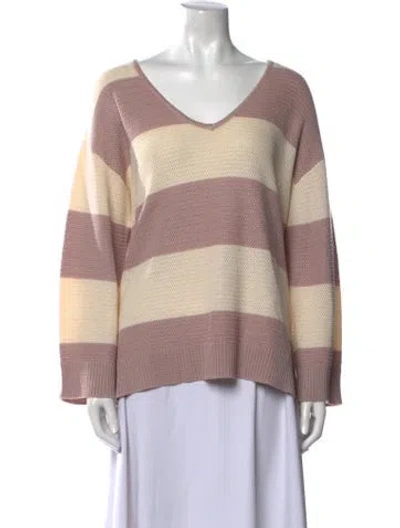 Pre-owned St John Striped V-neck Sweater In Multi
