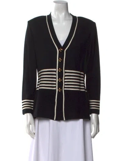 Pre-owned St John Striped V-neck Sweater In Multi