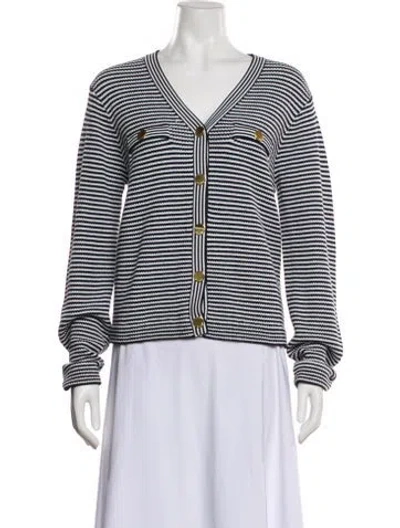 Pre-owned St John Striped V-neck Sweater In Multi