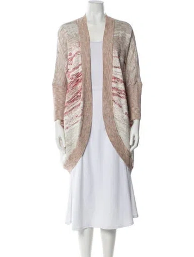 Pre-owned St John Striped V-neck Sweater In Neutral